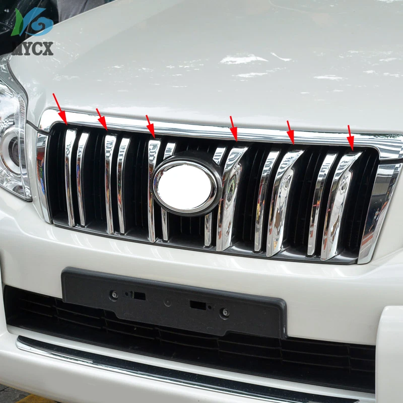 Chrome Front Grille Grid Cover Trim For Toyota Toyota Land Cruiser Prado FJ150 150 2010 2011 2012 2013 Car Styling