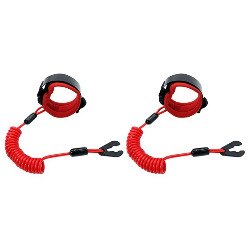 Stop  for Key Floating Safety Lanyard with Wrist Strap 2Pcs Motorboat Engine Emergency Stop Band Cord Rope