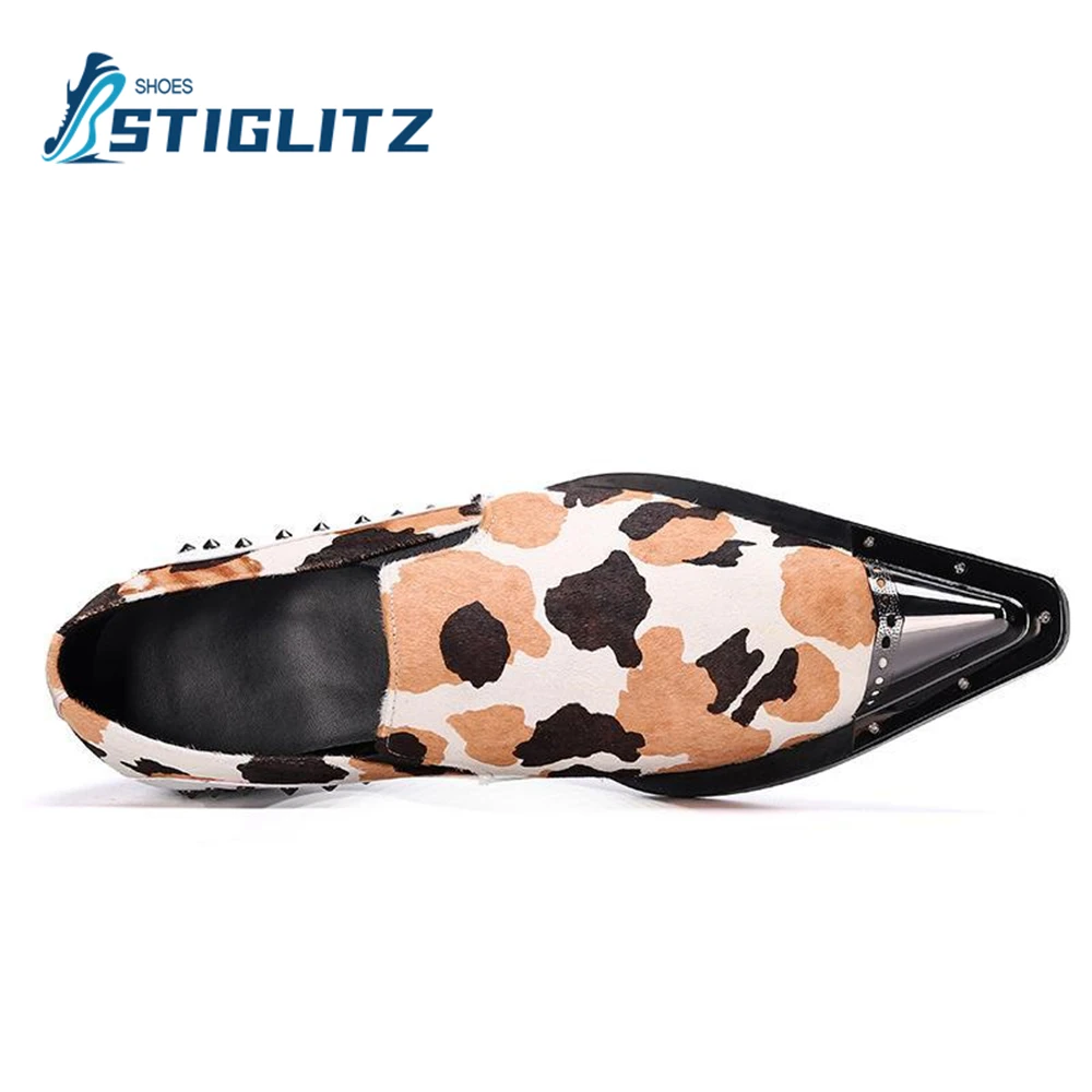 Estilo britânico masculino apontou dedo sapatos de couro, deslizamento raso, Stud Couture, Negócios, Noivo formal, Chelsea