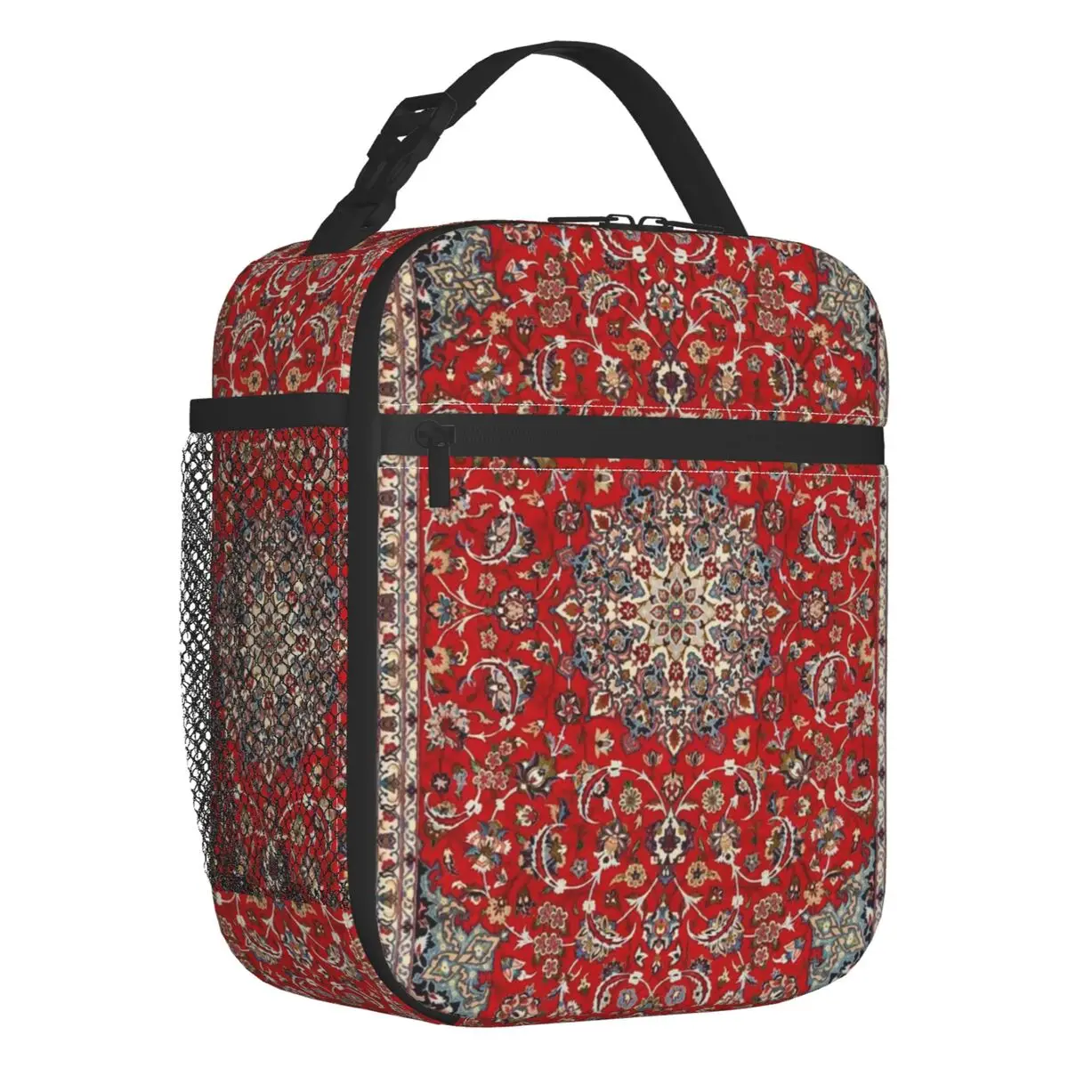 Antique Silk Wool Persian Rug Insulated Lunch Bag Portable Bohemian Ethnic Kilim Cooler Thermal Lunch Box Kids School Children