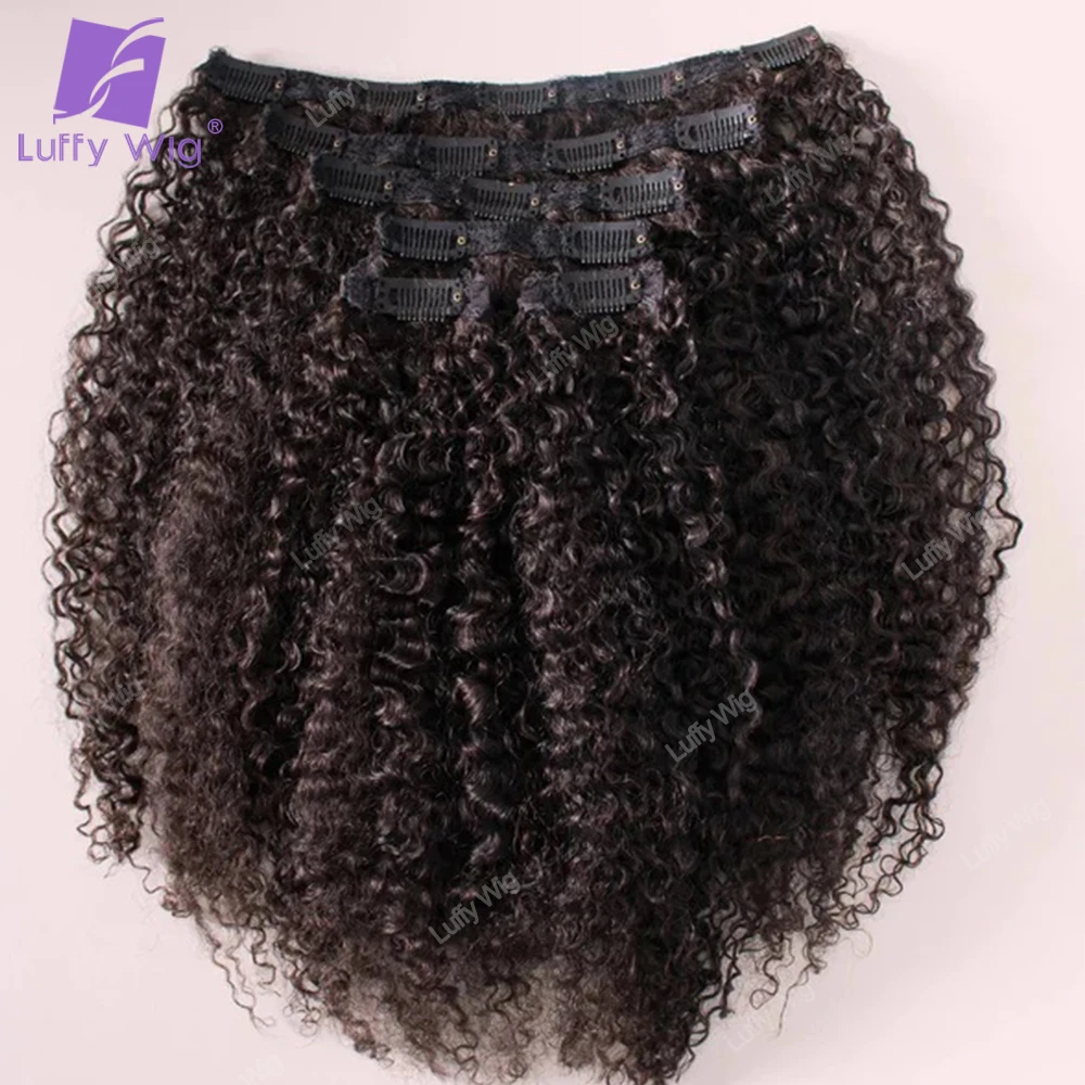 

Seamless pu 3c 4a Afro Kinky Curly Clip in Human Hair Extensions Remy Brazilian Curly Clip Ins On Hair Bundles For Black Women