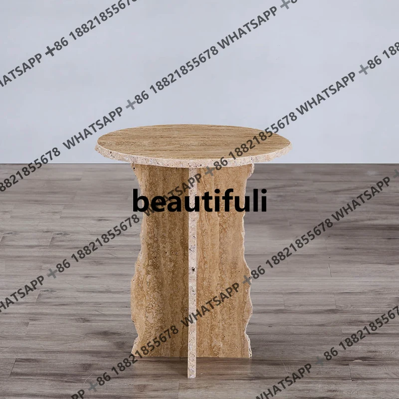 

Wabi Sand wind travertine edge table small coffee table minimalist designer living room art small round table