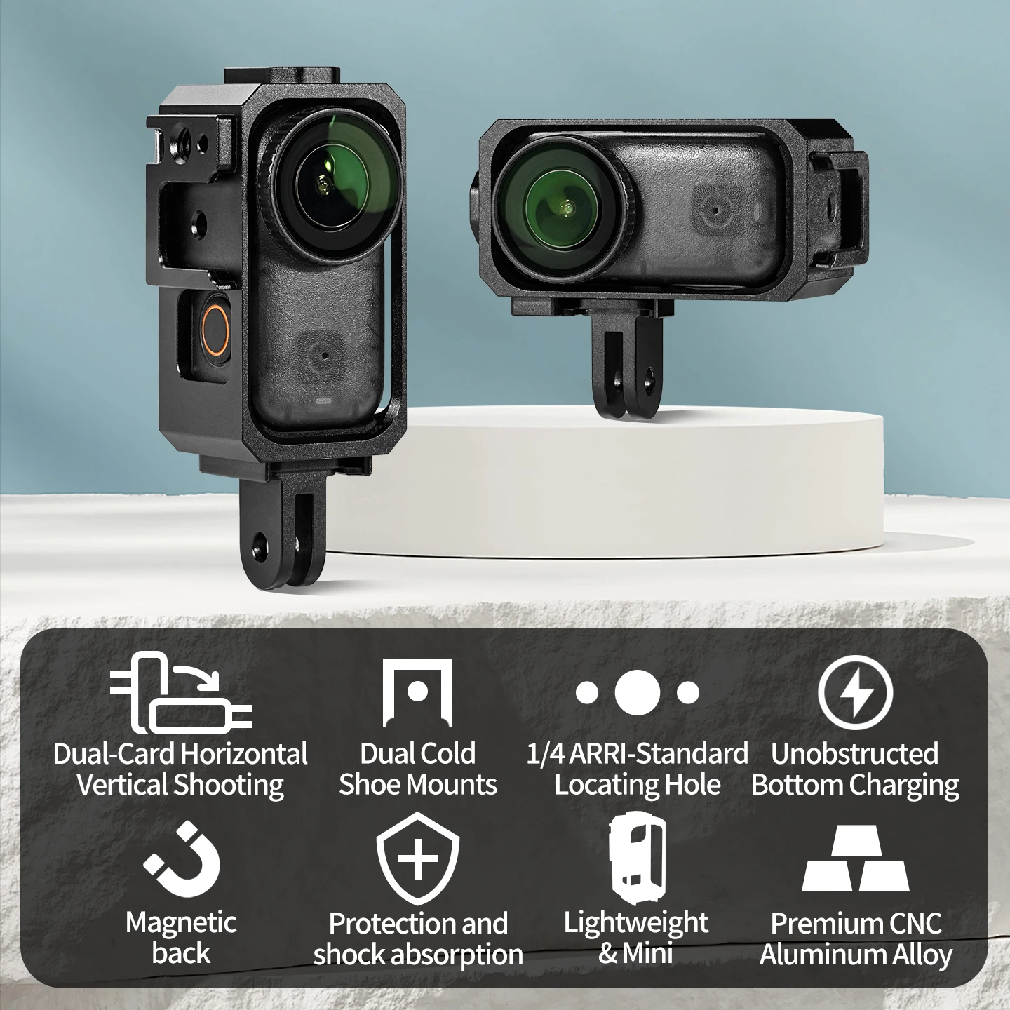 Für DJI Osmo Nano Metall-Käfig Schnellwechsel-Stativadapter Cold Shoe Halterung für Vertikale und Horizontale Umschalt-Actionkamera Zubehör – Detail 16