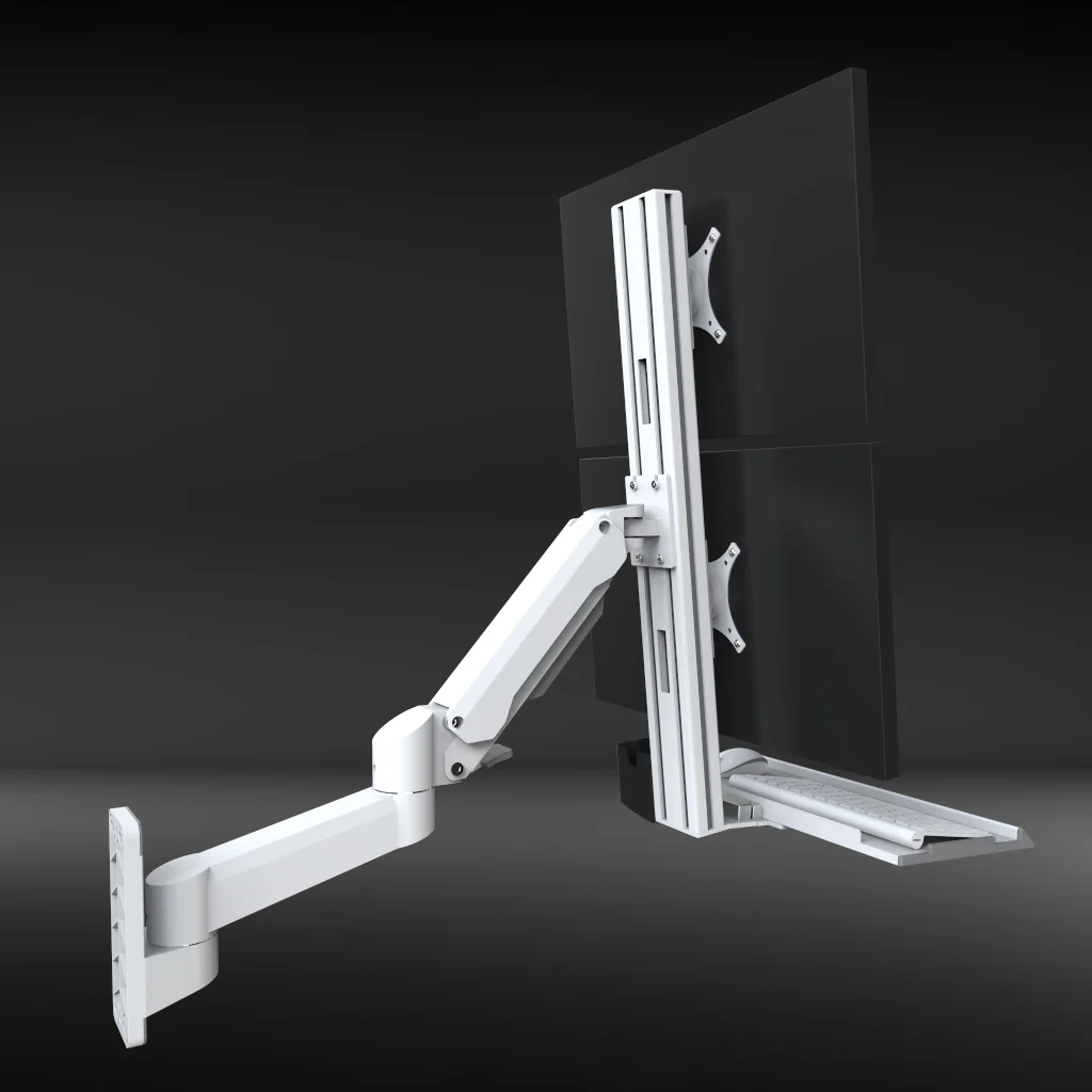 Meisonic Hospital Nurse Workstations Industrial Monitor Arm Wall-Mounted Keyboard Tray Optimal Foldable Design 90 Degree