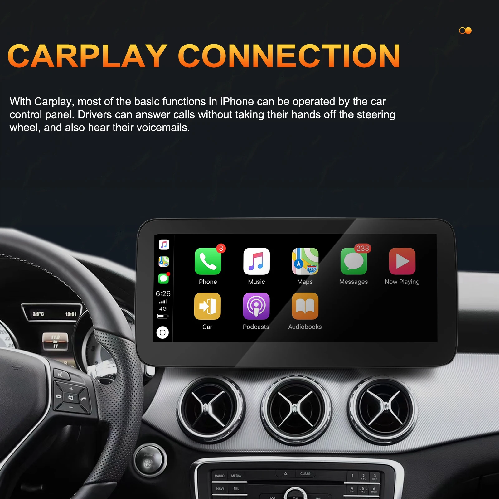 Podofo Android 8Core 8+128G Car Radio 12.3” For NTG5.0 Benz GLA/A class/CLA 2015-2018 Carplay autoradio WIFI GPS Bluetooth