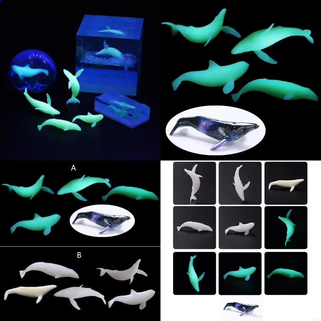 5Pcs Modeling Resin Mold Ocean Luminous Whale Fillers Resin Art Craft