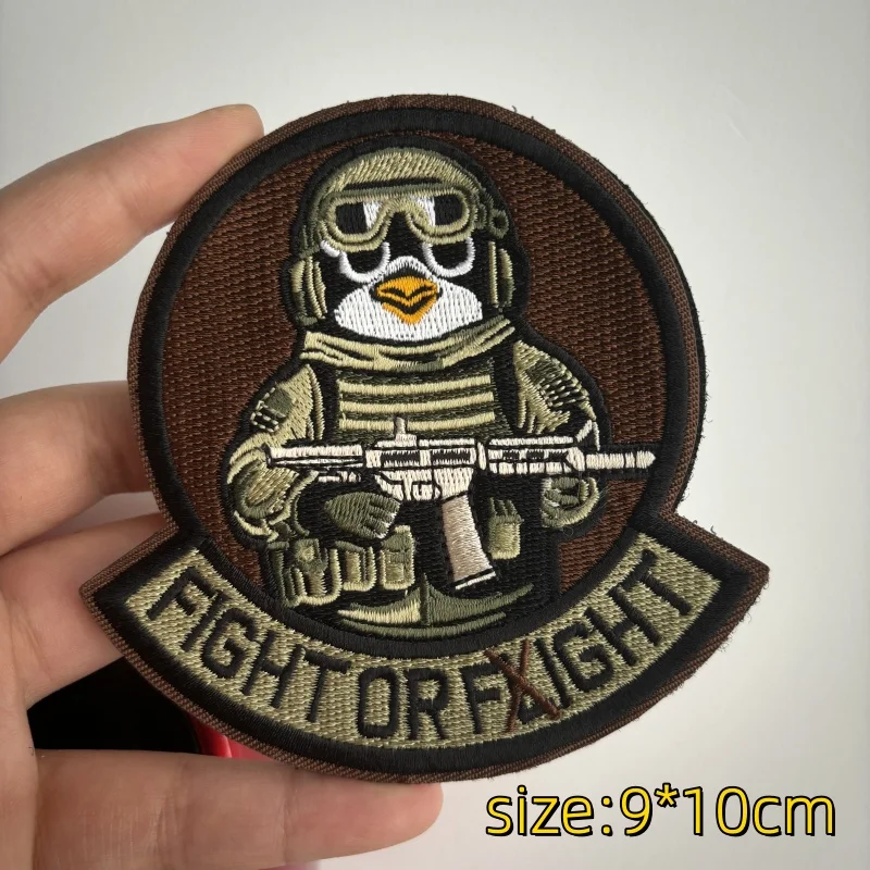 Fight Gun Tactical Morale Badge Military Angel Rabbit Penguin Fight Embroidery Patches Combat Hook&Loop Backpack Stickers