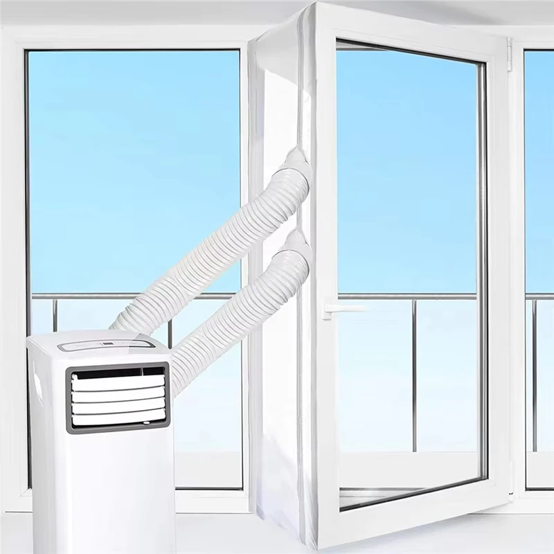 Luftdichtes Fensterbarriereset für mobile Klimaanlage Einheit weiches Stoff Dichtpanel mit Reißverschluss und starkem selbstklebendem Befestigungselement für Hausbelüftung Installation verhindert Heißluftverlust passen – Detail 5