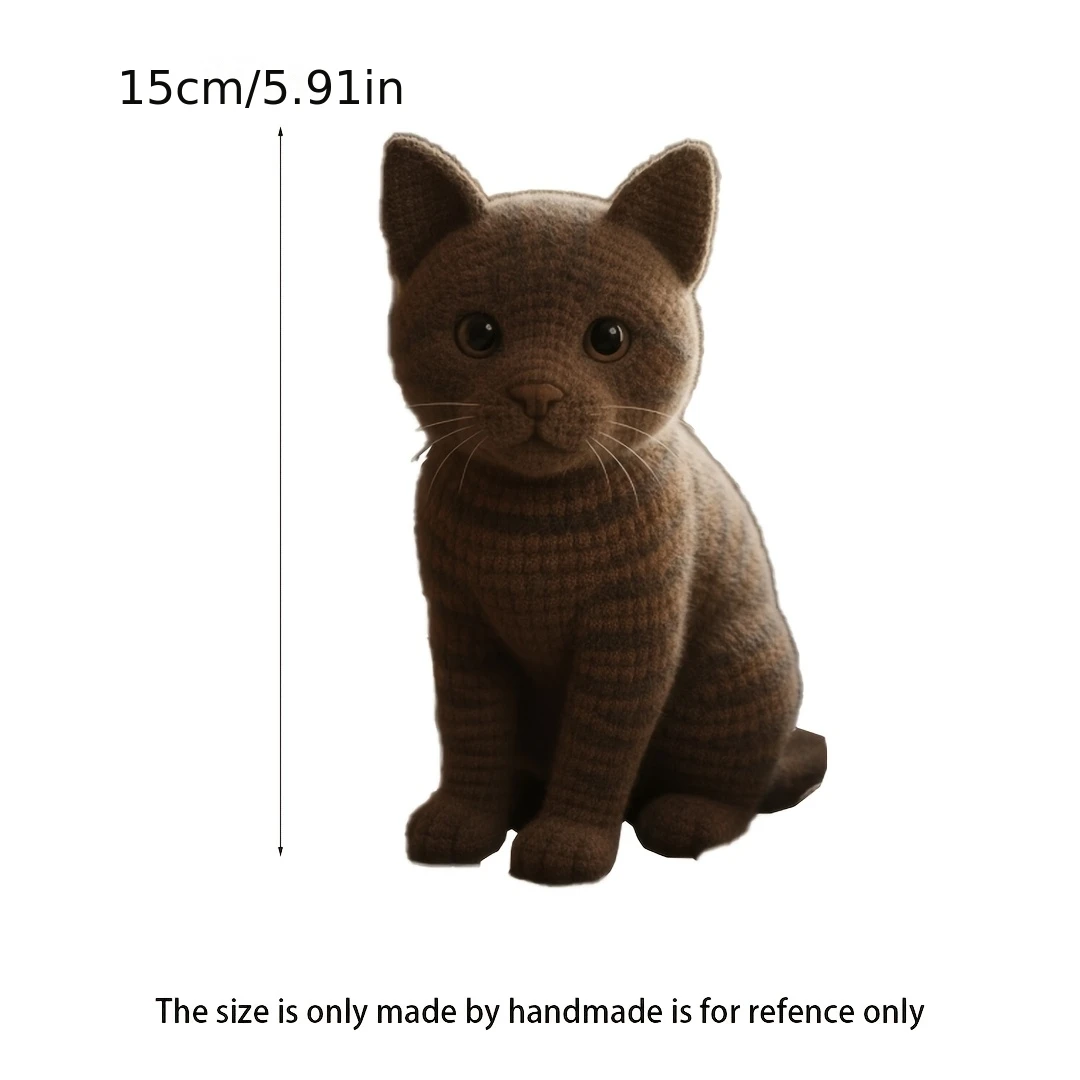 1pc/Set | Cute Home Decor Crochet Kit for Small Cat: Tabby Cat Crochet Kit, Full Material with Step-By-Step Video Course And Full Set Tools | Amigurumi Farm Animals Crochet Kit with Detailed English Instructions And Step-By-Step Video Tutorial
