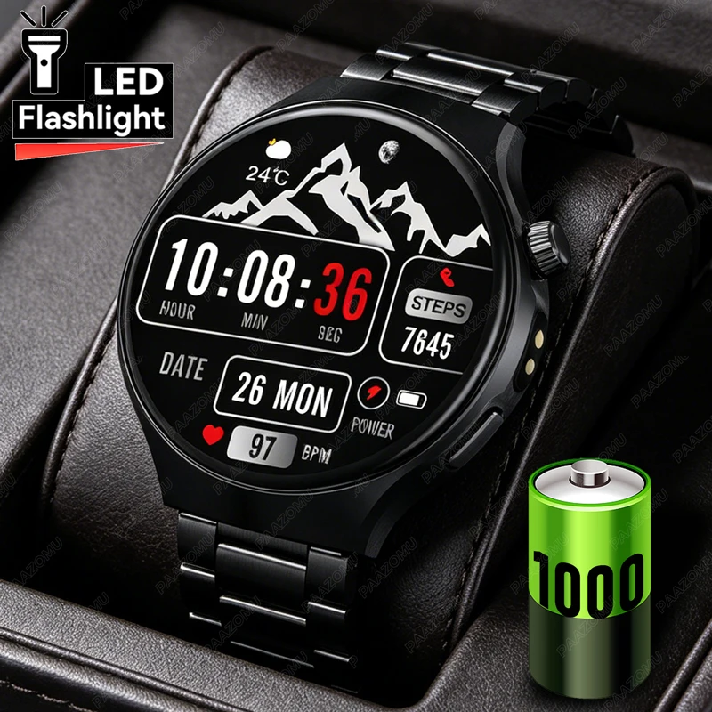

Outdoor Sports Smart Watch For Men LED Flashlight 1000mAh Battery 100+ Sports Mode Bluetooth Call Health Monitor for WATCH-6 Pro