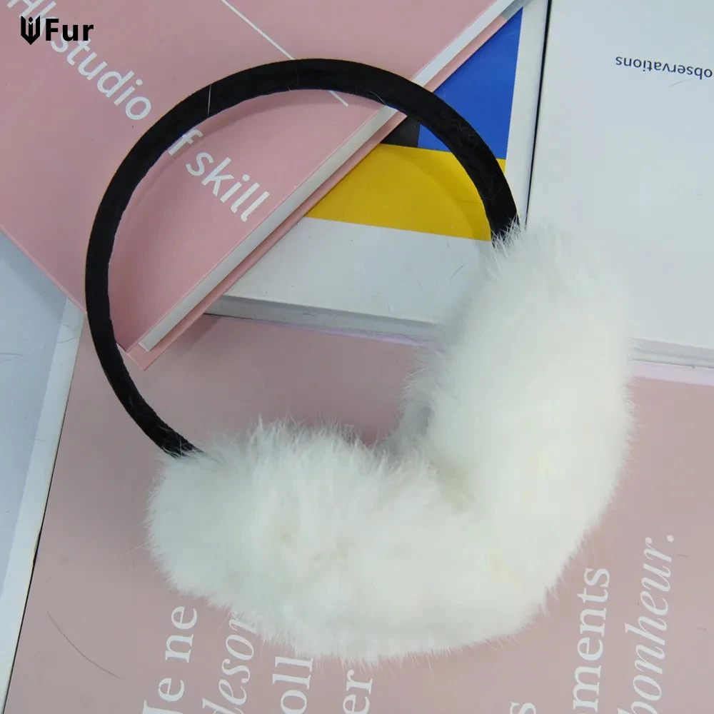 

Russian Women Winter 100% Real Rabbit Fur Earmuffs Winter Girls Plush Rabbit Fur Ear Muffs Thermal Lady Warm Rabbit Fur Earmuff