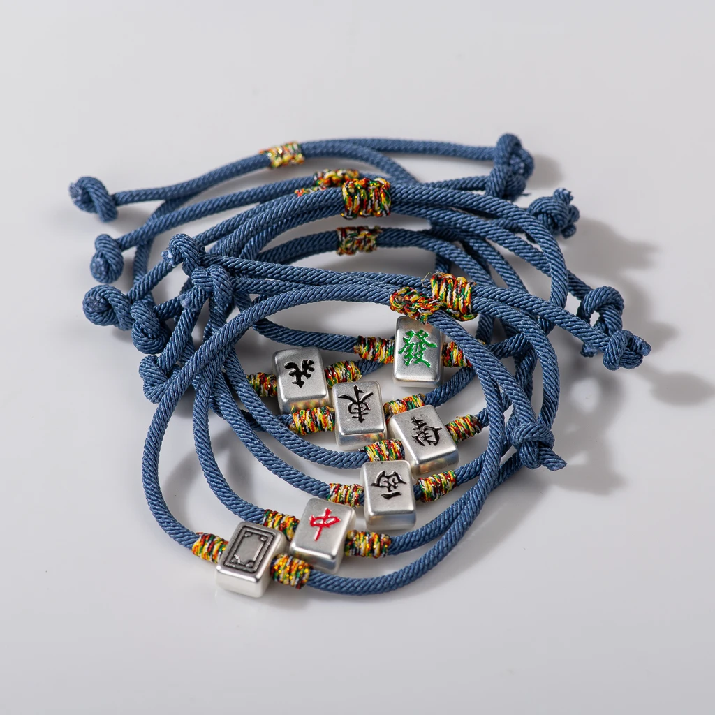 Mahjong Metal Drip Glaze Pendant Bracelet Hand Man's Charms Gift Bracelets Bangles Wholesale Xn004