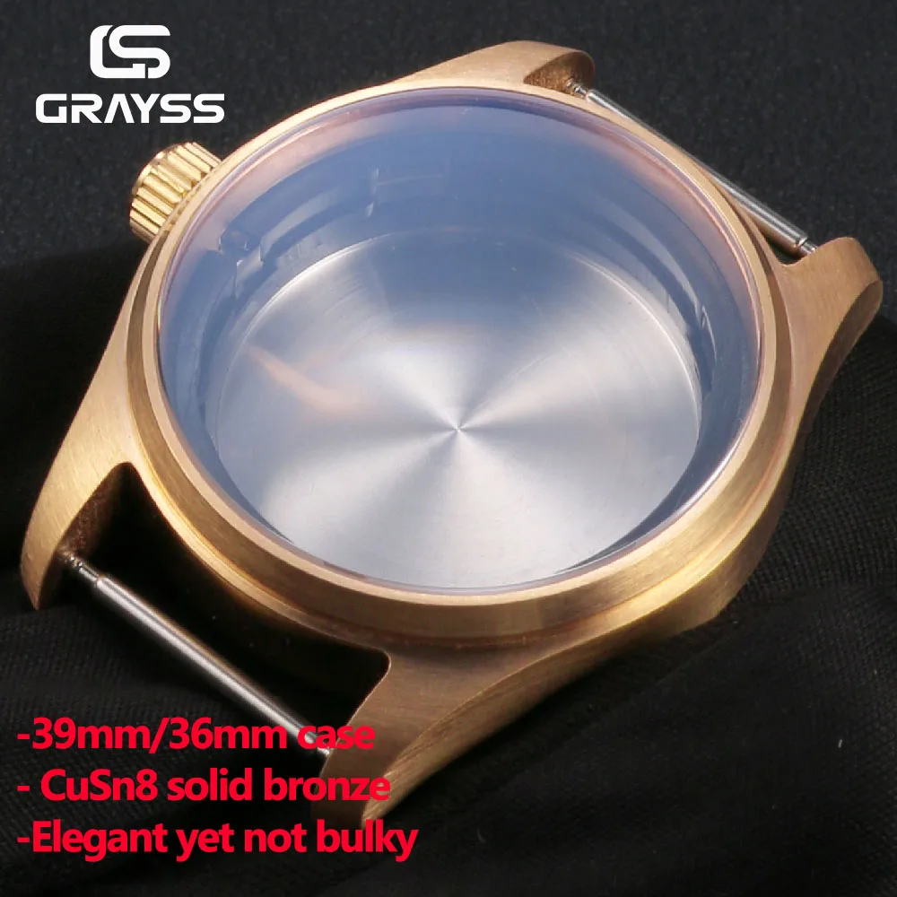 

Корпус часов Cusn8 Real Bronze Pilot 36/39 мм, 20ATM, с сапфировым стеклом AR для модификации мужских часов для дайвинга NH34, NH35, ETA2824, PT5000.