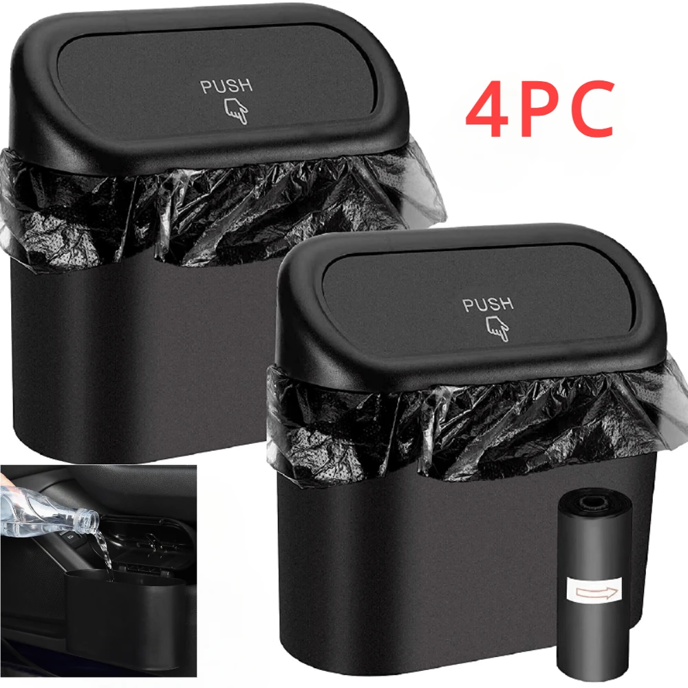 Car Trash Can (with Lid) Contains 60 (300) Garbage Bags, Small Car Trash Can, Leak-proof Mini Car Accessories Mini Tray Dustbin