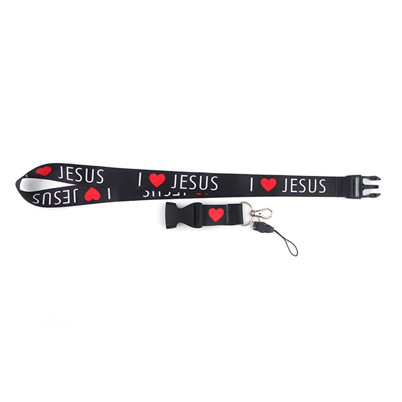 I Love Jesus Safety Hanging Neck Strap Lanyard Mobile Phone ID Name Badge Holder Anti-Lost Clasp Rope Keychain Landyards