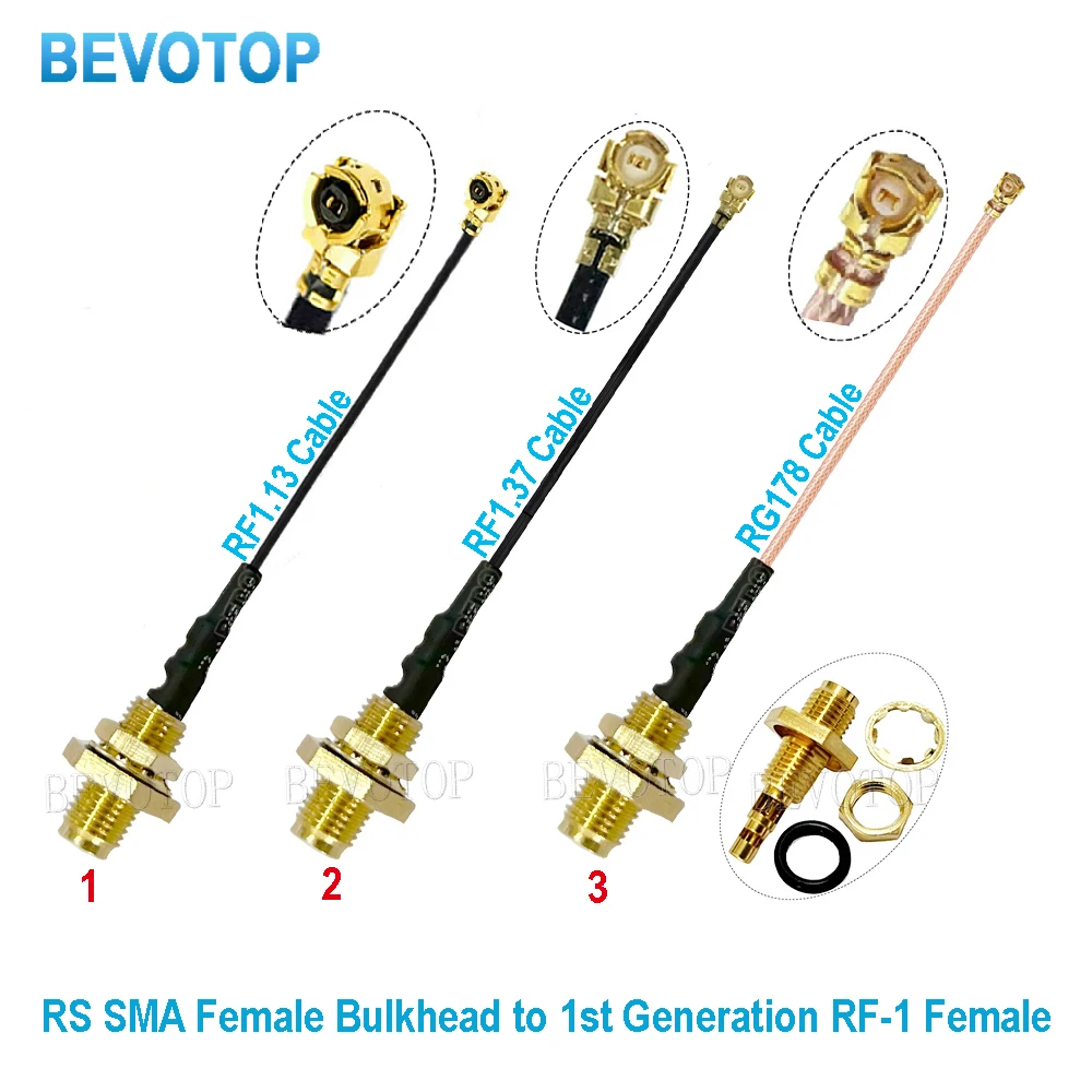 2PCS Rear Screw O-Ring Bulkhead SMA Female to IPX-1/MHF-4 Female Connector RF1.13 Cable Extension Pigtail Jumper Wifi Antenna