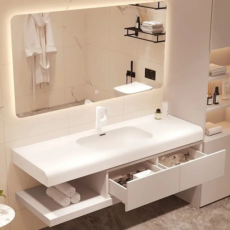 

Floating Basin Bathroom Cabinet Wall Light Modern Sink Bathroom Cabinet Storage Mirror Armario De Banheiro Home Furniture