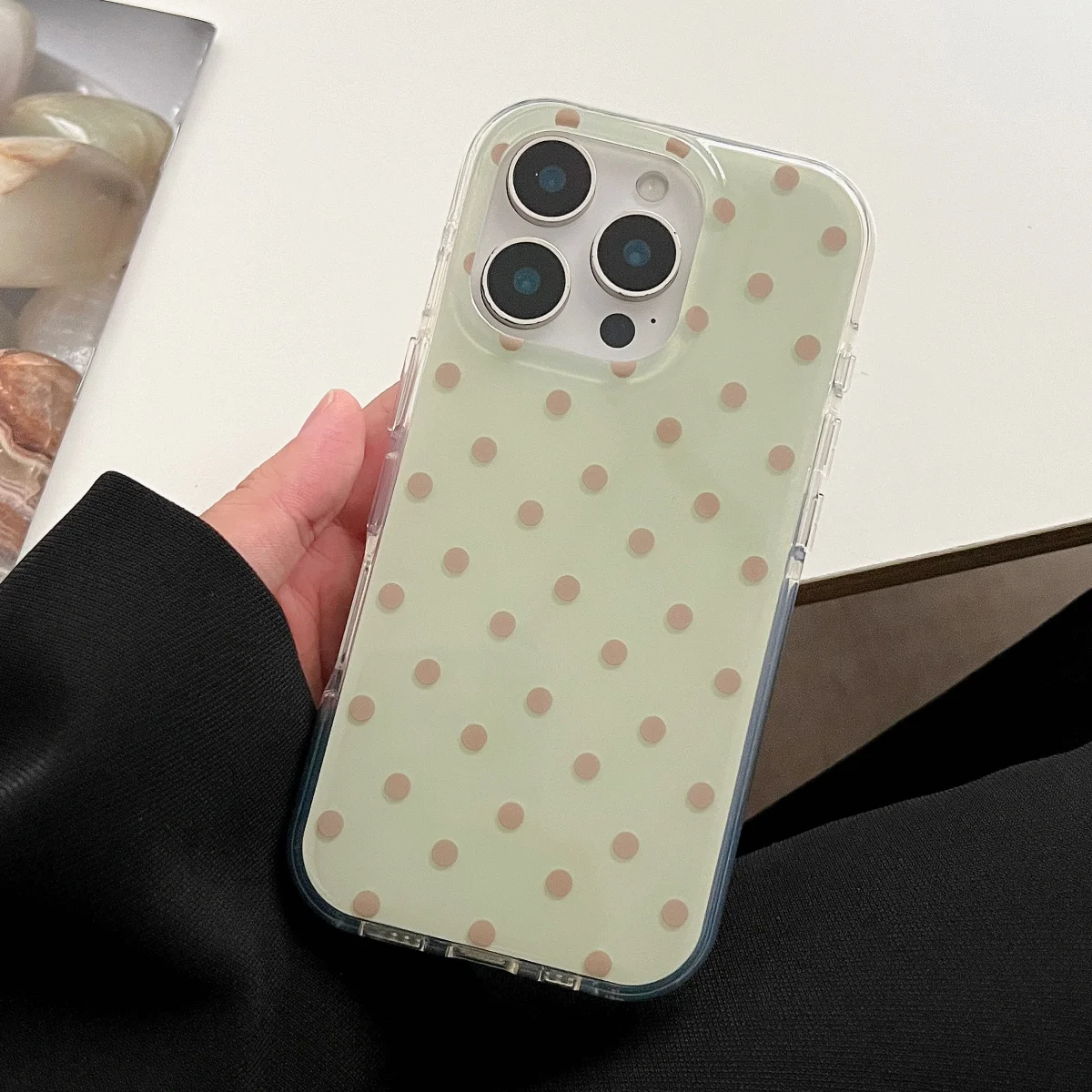 Simple Cute Polka Dot Glossy Jelly Shockproof Phone Case For iPhone 17 Air 11 12 13 14 15 16 Pro Max IMD Shockproof Cases Capa - náhled 4