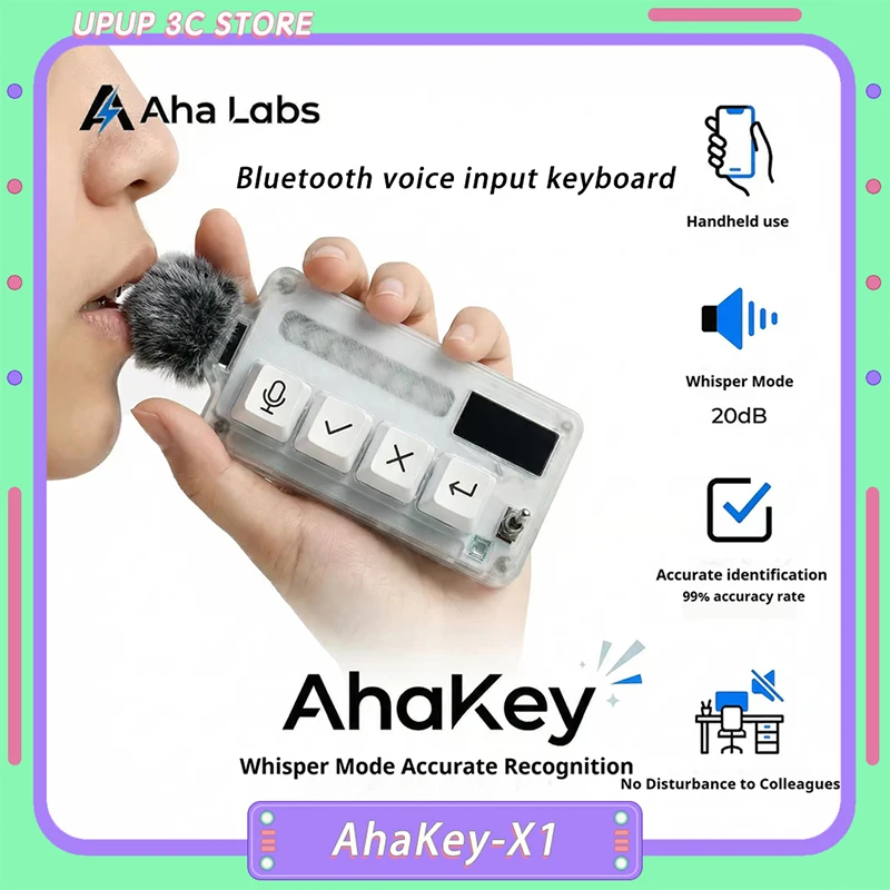 AhaKey-X1 Keyboard AI Bluetooth Voice input 4 Keys 1 Joystick for Claude Cursor Voice Vibe Coding External Mic Productivity Tool