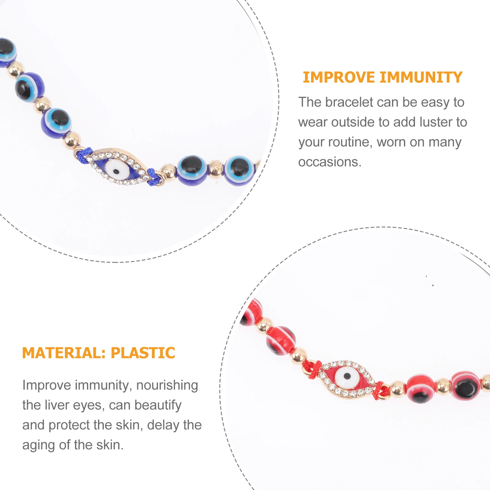 

12Pcs Evil Eye Bracelets Charming Resin Chain Bracelets for Women Gift Eye Bracelet Bracelet Jewelry