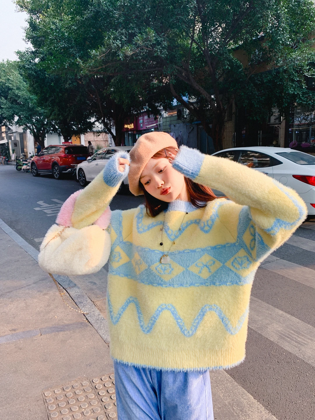 

Thiened Knitted Floral Pattern Loose Casual Sweater Soft Comfortable Warm Winter Women's Faion Soft round Ne Long Sve