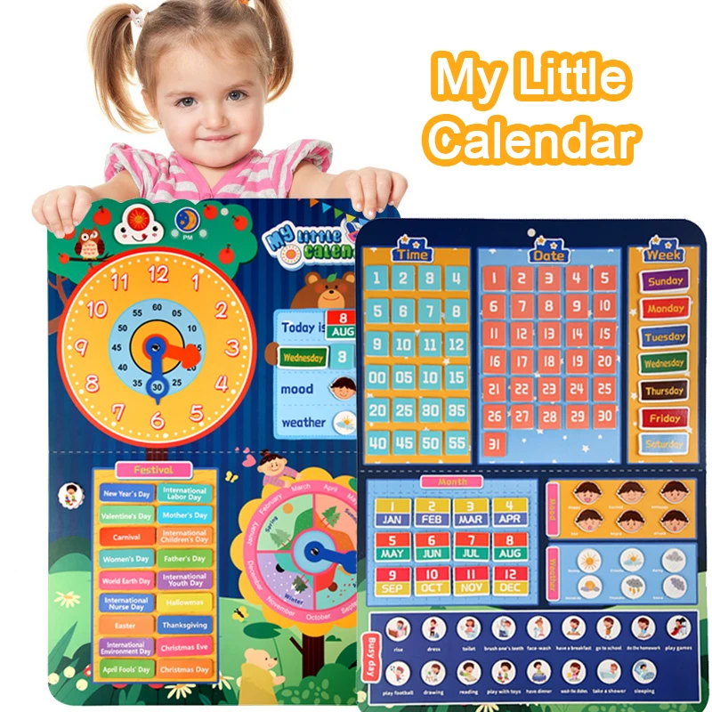 Kids Visual Schedule Daily Calendar Chart Busy Board Preschool Early Learning Toys Time Date Month Festival Weather Season Mood