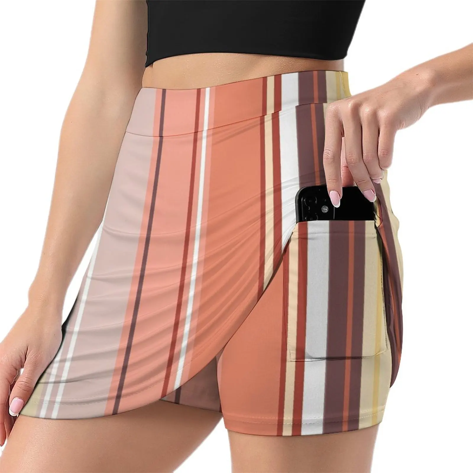 multi-colored Stripes Pattern linear gradient Mini Skirt kawaii clothes Skort for women