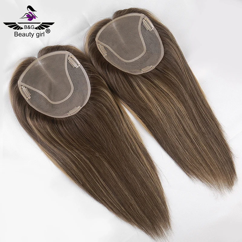 

Reddish Brown Highlight European Remy Hair Topper Straight Women Full Handmade Breathable Base Mono Toupee Fast Shipping
