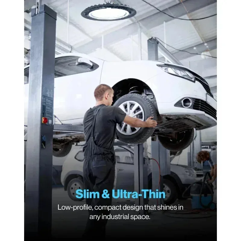 QAZ8-10 Pack UFO LED High Bay Light.Plug &Play Lighting для склада. Дневной свет 5000K.50 Вт. Шнур питания в комплекте. 1900 лм, 120 В переменного тока.