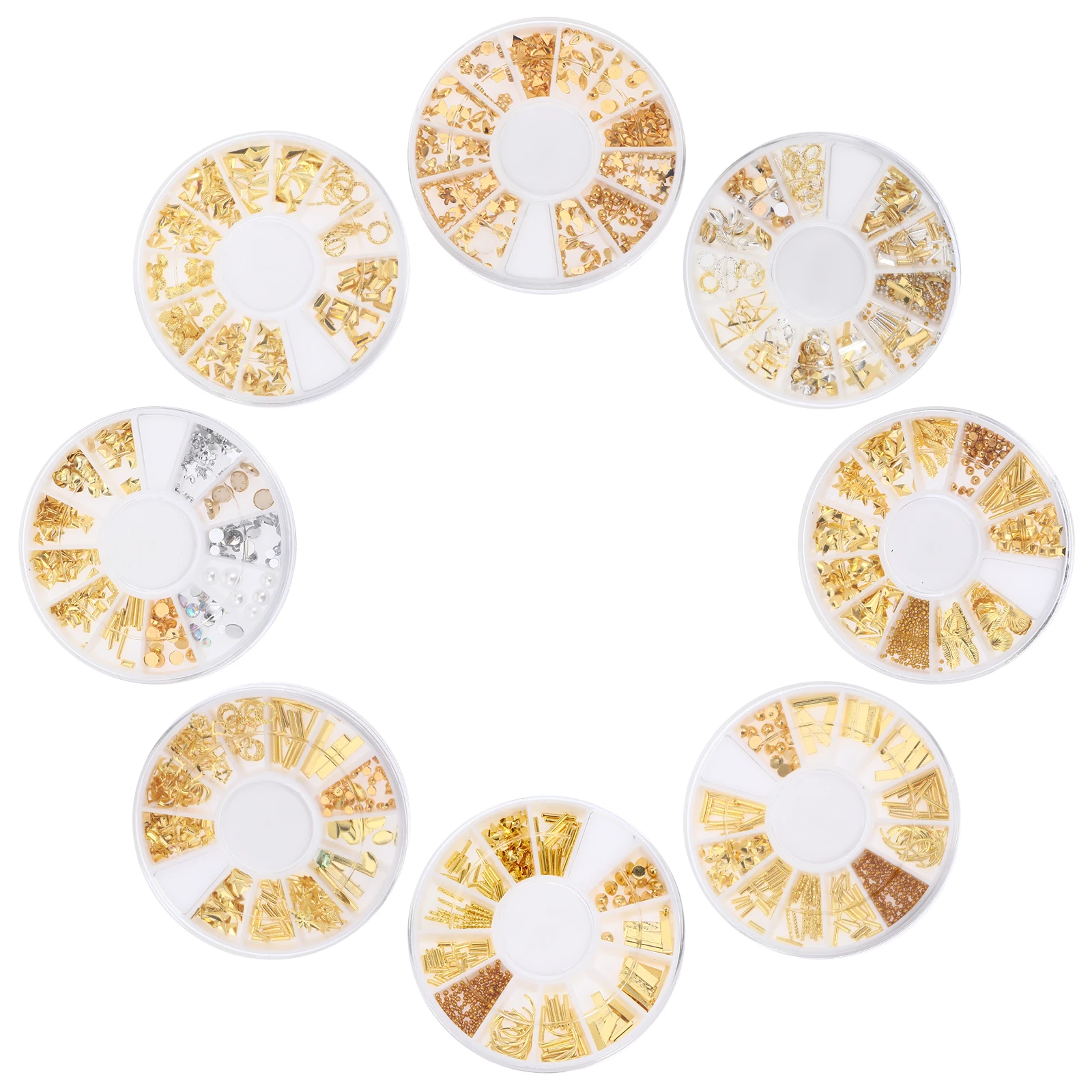 

8 Boxes Alloy Nail Decoration Jewels Plastic DIY Manicure Supplies Shinning Color Durable Fun Accessories Nail Studs Rivet