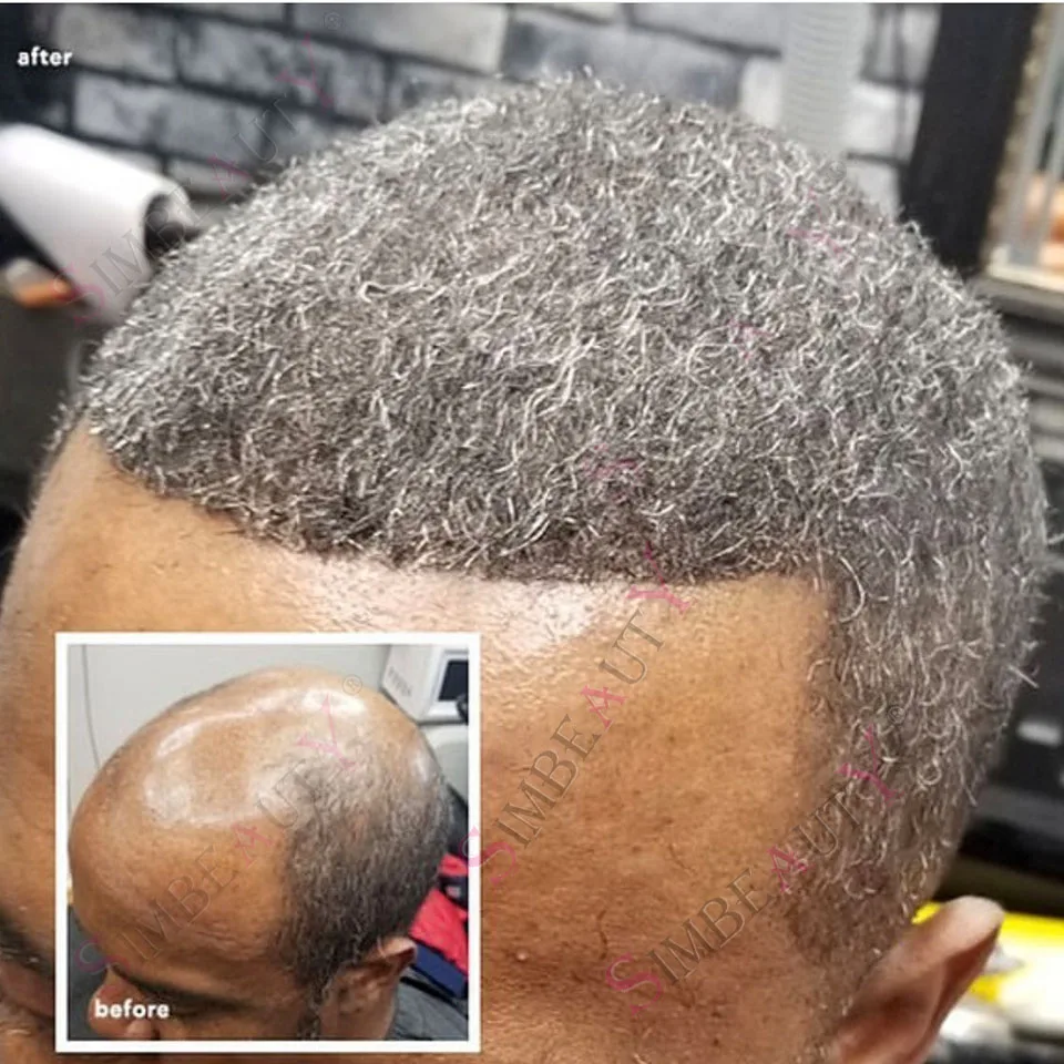 

6 мм афро плотные вьющиеся серые черные 1B80 1b65 мужской парик из 100% человеческих волос прочная кожа полный протез из искусственной кожи натуральная линия волос