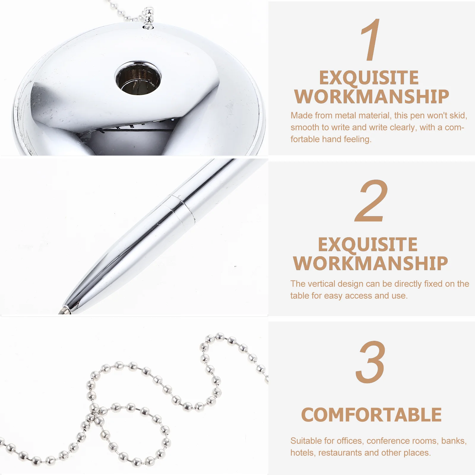 

Ручка для подписи, металлическая шариковая ручка, офисные канцелярские принадлежности, вертикальный стол, фиксированный письменный инструмент на столешнице для гостей в банке