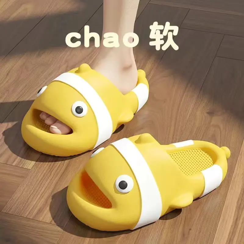 Disney Clown Fish Nimo Slippers Beach Sandals Summer Thick Sole Non Slip Shoes Couple Home Bathroom Shoes Cartoon Soft Shape