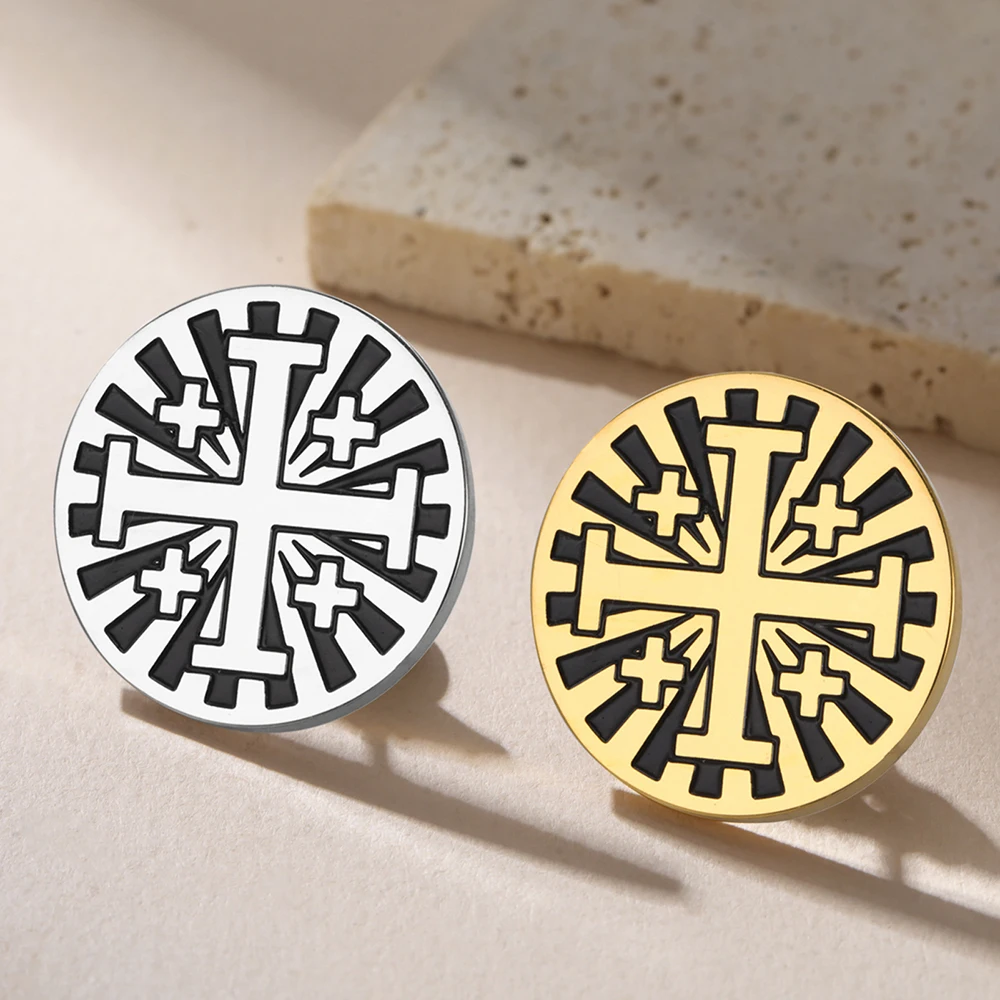 Dawapara Jerusalem Kreuz Brosche Pins Religiöses Gebet Glaube Griechisch-orthodoxer Schmuck Schutz Amulett Edelstahl Zubehör – Detail 15