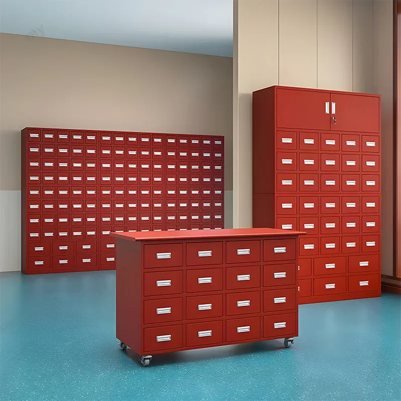 Medicinal material storage cabinet with drawer dispensing table Clinic Thickened chest cabinet Steel traditional Chinese