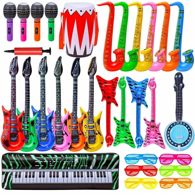 

Party Toys Entertainment Interactive Props Inflatable Guitar Radio Saxophone PVC Inflatable Musical Instruments