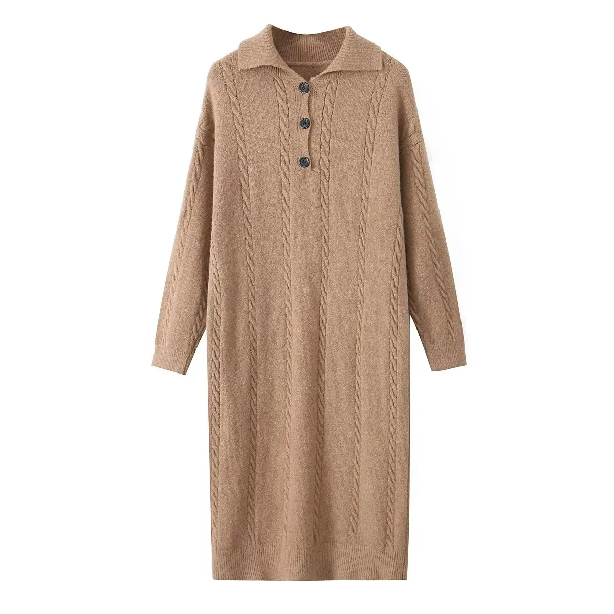 Vestido Suéter Deco con Botones Versátil y Moderno JNLEAOG, Diseño de Ropa Femenina, Sensación de Primavera y Otoño, Esti...