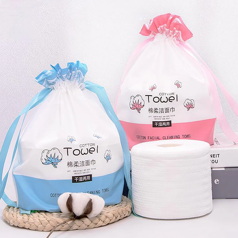 Toallas faciales desechables portátiles para viajes, tejido Facial de algodón, toallitas desmaquillantes, rollo de papel para el cuidado de la piel húmeda y seca