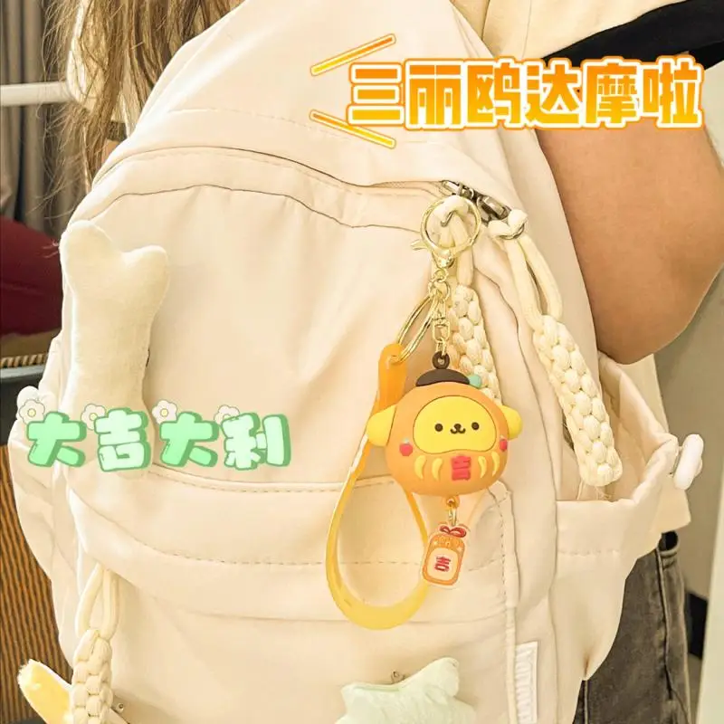 Kawaii Sanrio พวงกุญแจการ์ตูน Hello Kitty Cinnamoroll Kuromi จี้สร้างสรรค์อะนิเมะกระเป๋าเป้สะพายหลังตกแต่งวันหยุดของขวัญ