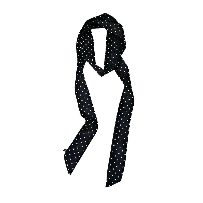 Longue écharpe étroite à pois pour femme, ruban de sac, bande de sauna, tour de cou, streamer, accessoires pour dames, 190x4.5cm