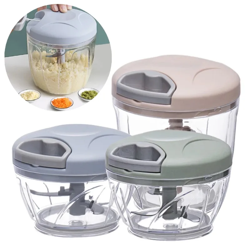 Picadora de Ajo Manual de 900/500 ml, Prensa de Ajo, Cortador de Verduras, Picadora de Carne, Utensilios de Cocina, Picadora Manual, Triturador de Ajo