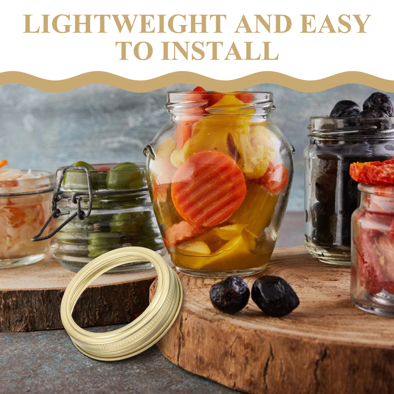 

24Pcs Canning Jar Rings Gold Split-Type Tinplate Bands for 70mm Jars Food Preservation Sealing Mason Jar Lid Bands