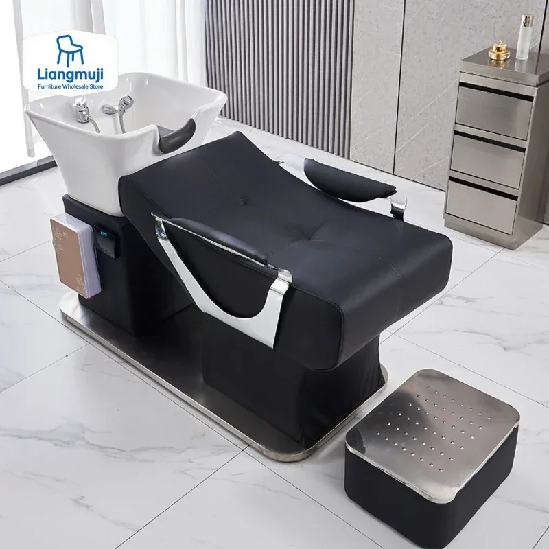 

Modern High End Head Spa Barber Shop Dedicated Shampoo Bed Sitting Type Flushing Bed Ceramic Hot Spring Bed Commercial Furniture