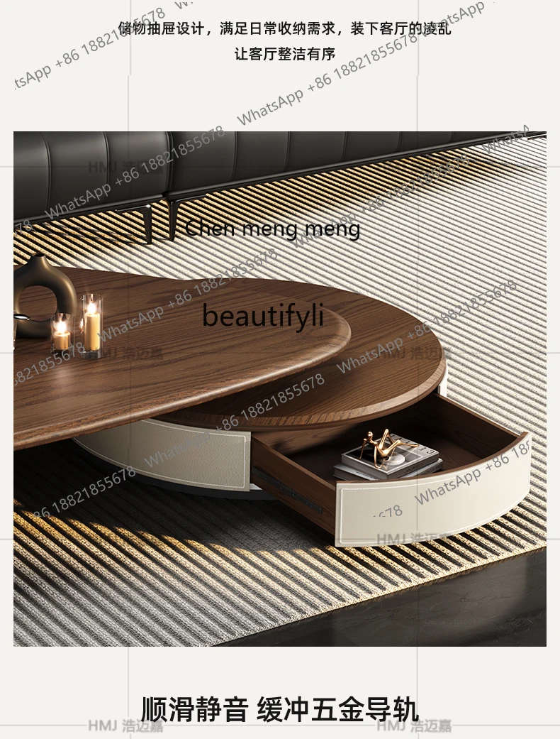 โต๊ะน้ำชาแบบยืดหดได้ สไตล์มินิมอล ย้อนยุค สำหรับห้องนั่งเล่นในบ้าน อพาร์ทเมนต์ขนาดเล็ก ไม้วอลนัท หรูหราเบาๆ สไตล์เรโทร