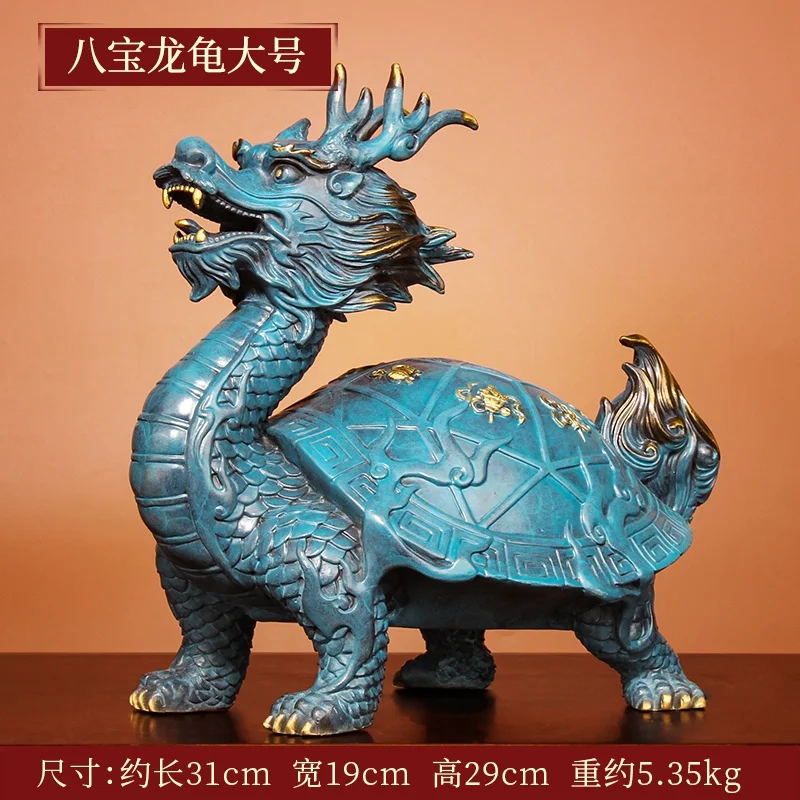 Asia HOME SHOP Company FENG SHUI Mascot exorcise evil spirit Dragon turtle bring wealth money Good luck brass Sculpture statue
