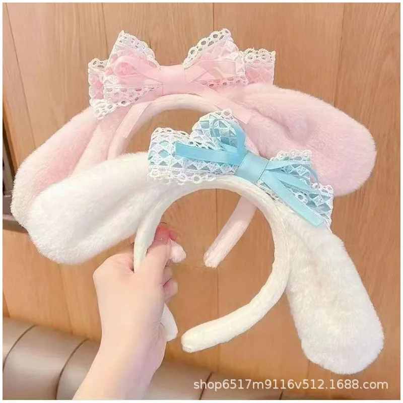 

Kawaii Sanrio Plush Headband My Melody Cinnamoroll Anime Cute Cartoon Plush Ear Head Band Hair Accessories Girl Christmas Gift