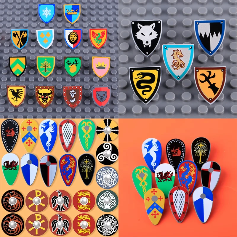 MOC Mittelalterliche Burg Ritterrüstung Figuren Bausteine Militär Armee Soldaten Weste Schild Zubehör Krieger Bausteine Spielzeug Geschenke – Detail 1