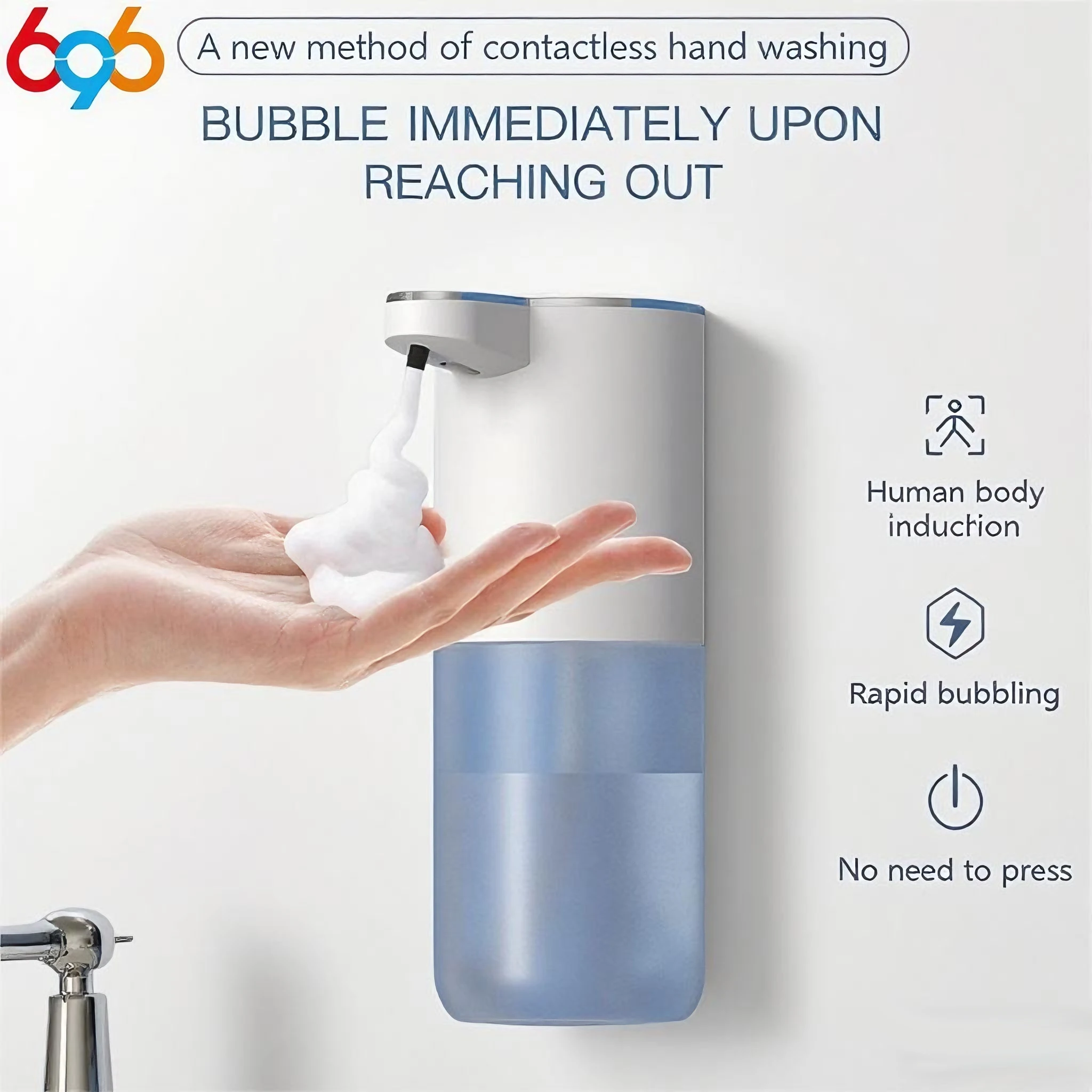 400ML Automatic Foam Soap Dispenser With 4-Level Adjustable Foam Smart Sensor Soap Dispenser Large Capacity For Bathroom Kitchen