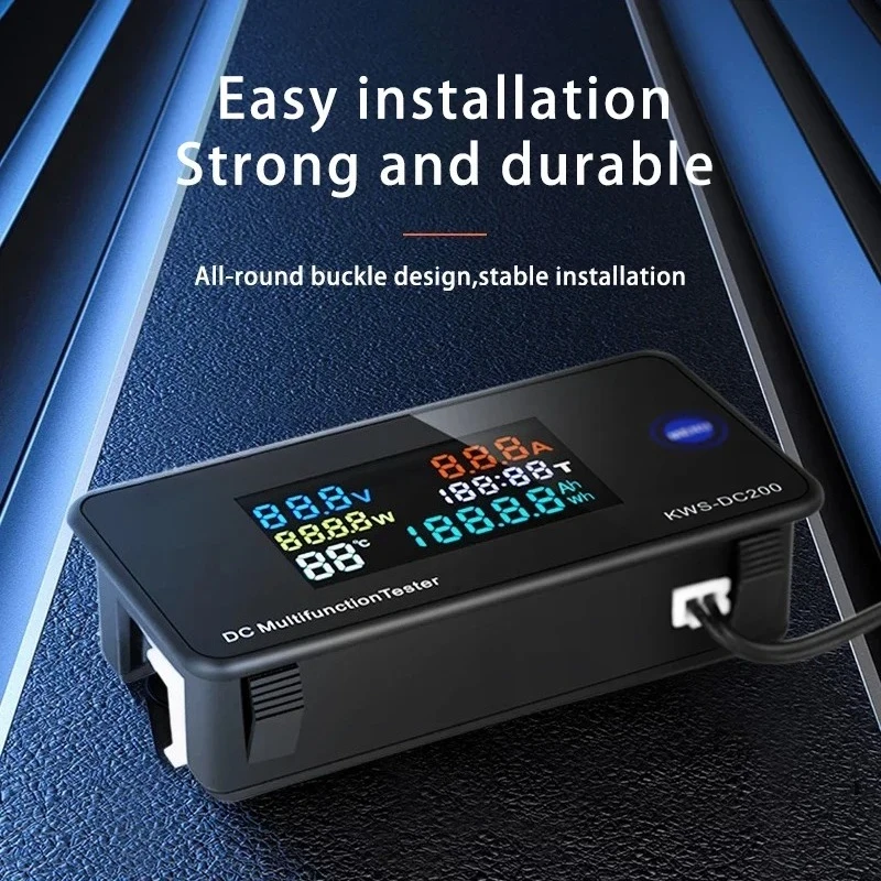 

Цифровой вольтметр DC200, постоянный ток 0-200 В, семифункциональный счетчик энергии, светодиодный цветной дисплей, ваттметр 0-10/50/100A