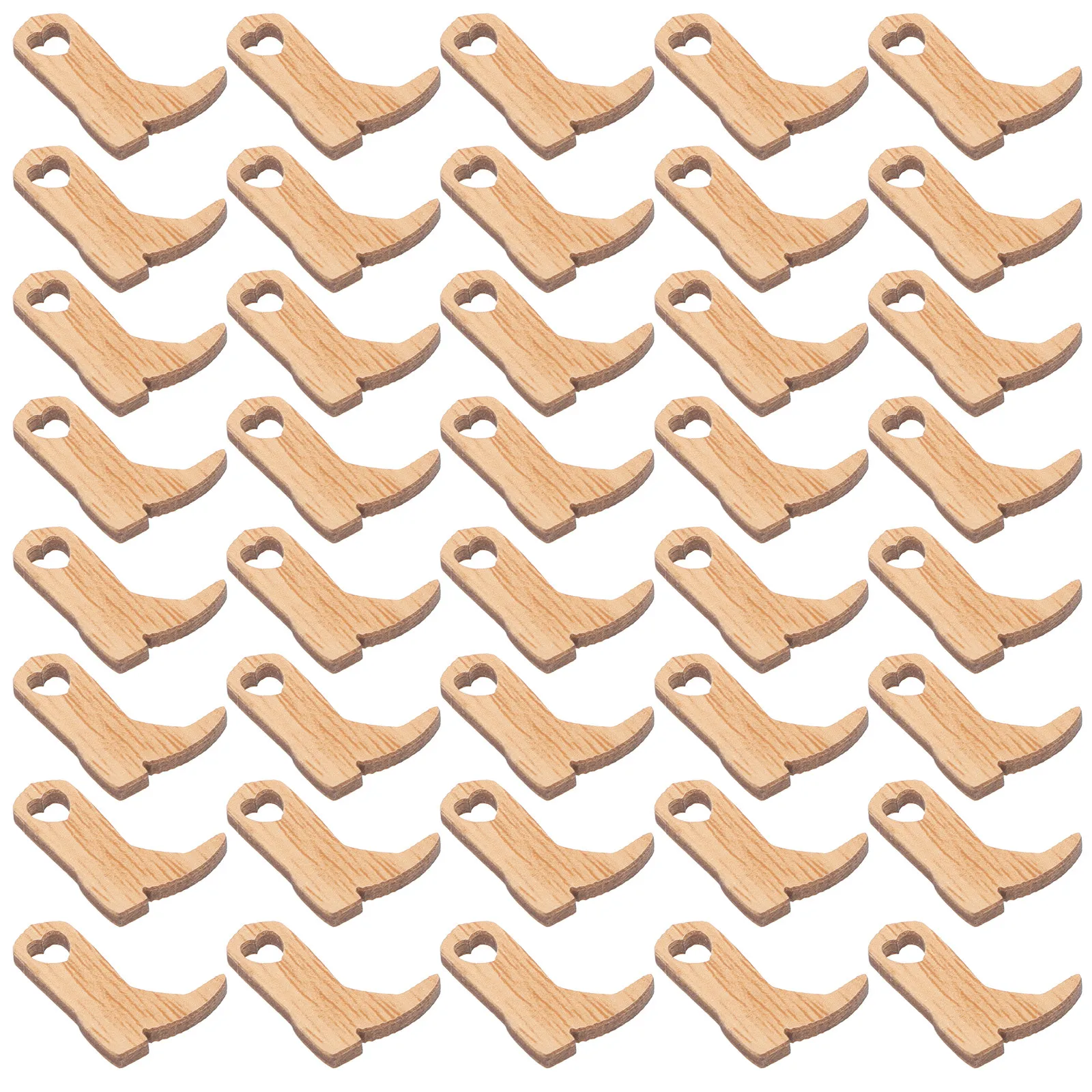 50Pcs Wood Cowboy Boots Cutouts Mini Wooden Pendants Hanging Decor for DIY Crafts Wedding Party Home Decoration